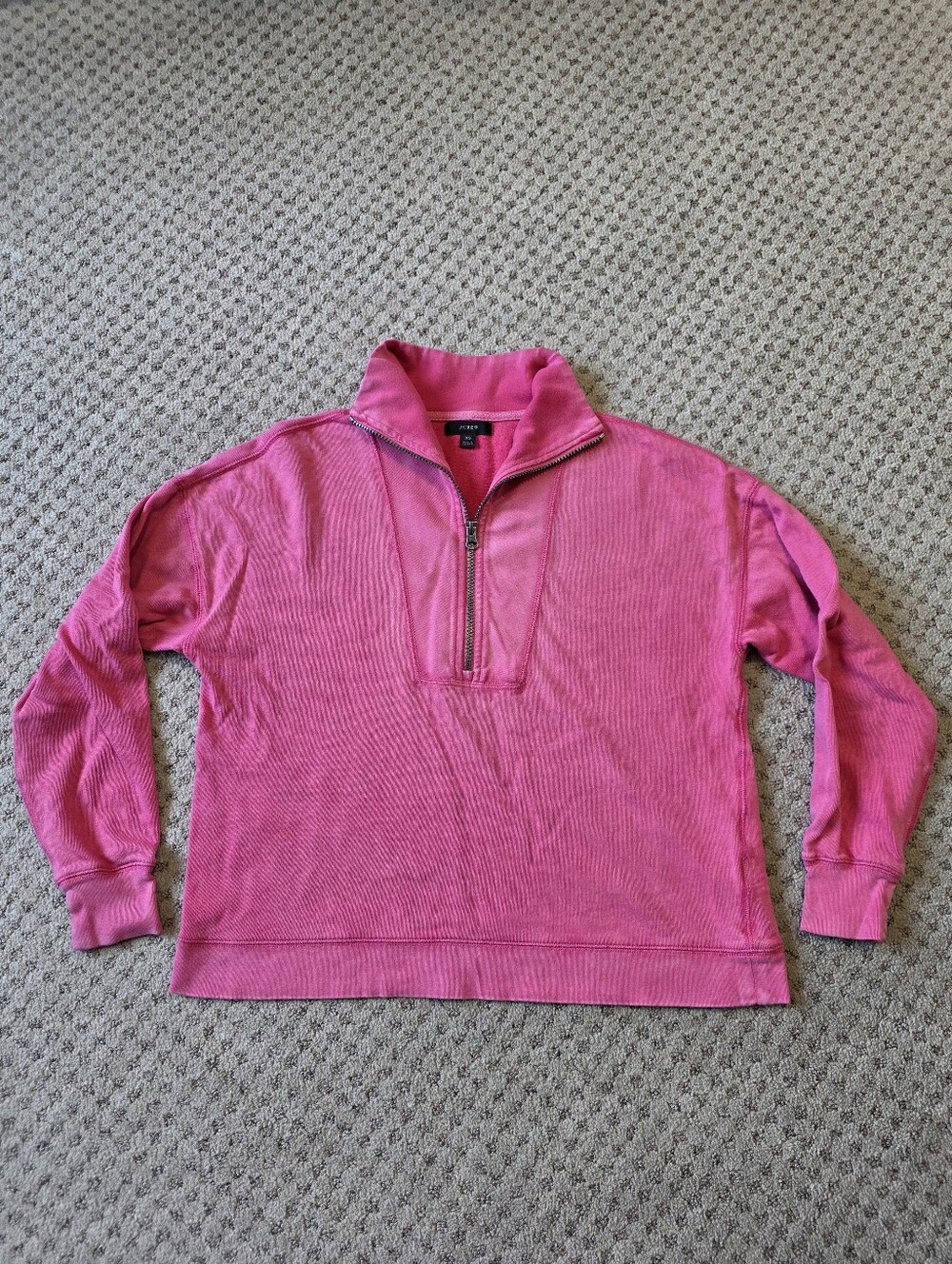 J. Crew Pink Half-Zip Oversized Sweatshirt